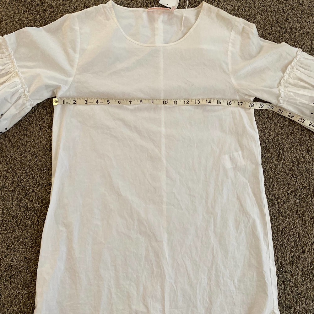 See by Chloe White Shirt Dress with Ruffled Sleeves - Size 34 - Picture 6 of 7